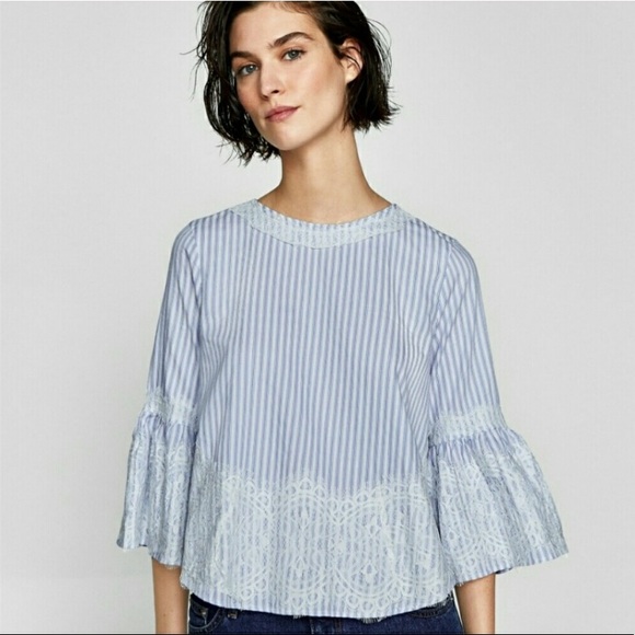 SOLD 🚨Valerie Stevens Seer sucker Pin Striped Lace Trim - Picture 2 of 10